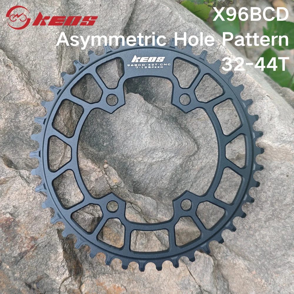 Keos assimétrico 96bcd liga de alumínio dente estreito e largo 1x coroa preta 40t/42t/44t 4 braços 96mm manivelas para bicicleta de estrada mtb