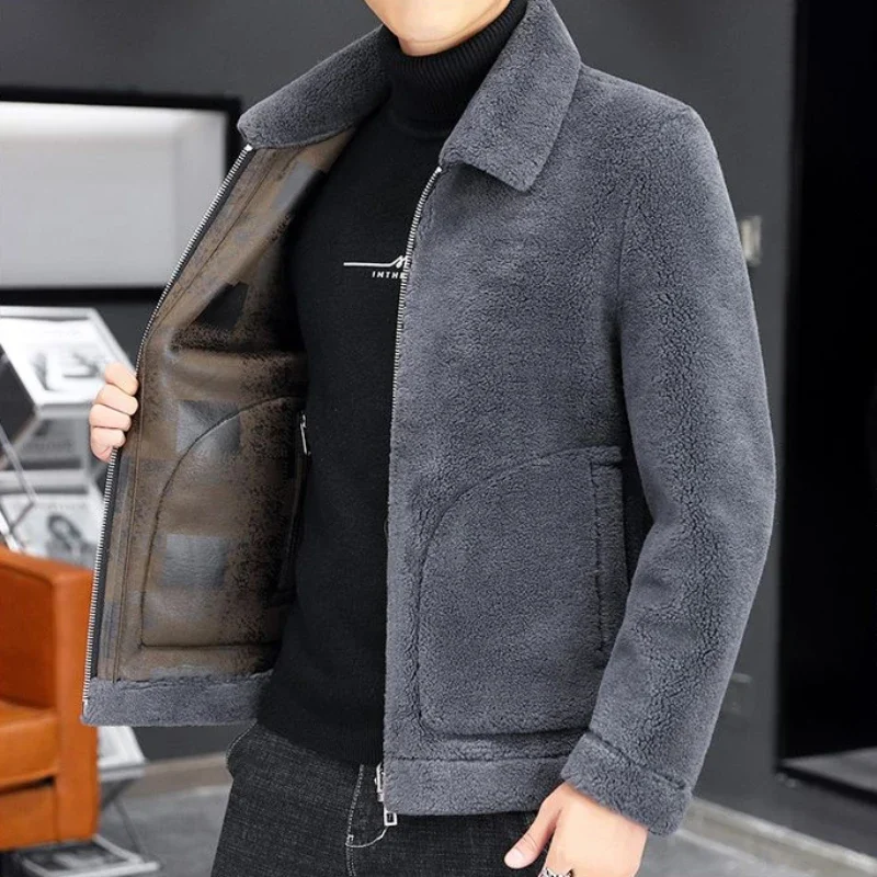 

Keep Warm and Cold Protection in Winter Lapel Faux Fur Jacket Men Two-Sided Wear Woolen Coat Fashion Large Size Lapels Wool Top