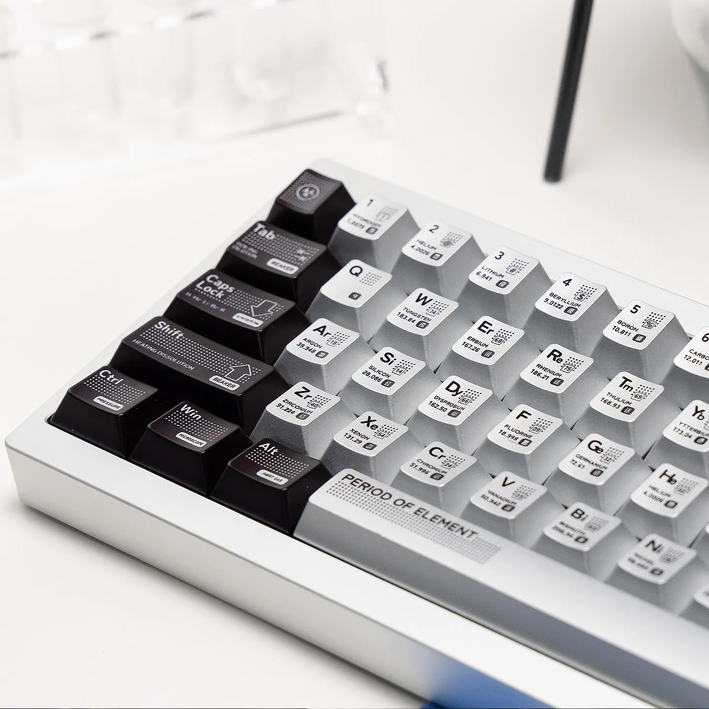 Taptempo Catalyst Keycaps Metallic paint Glossy Black Silver keycaps Cherry profile PBT Keycaps For MX Mechanical Keyboard