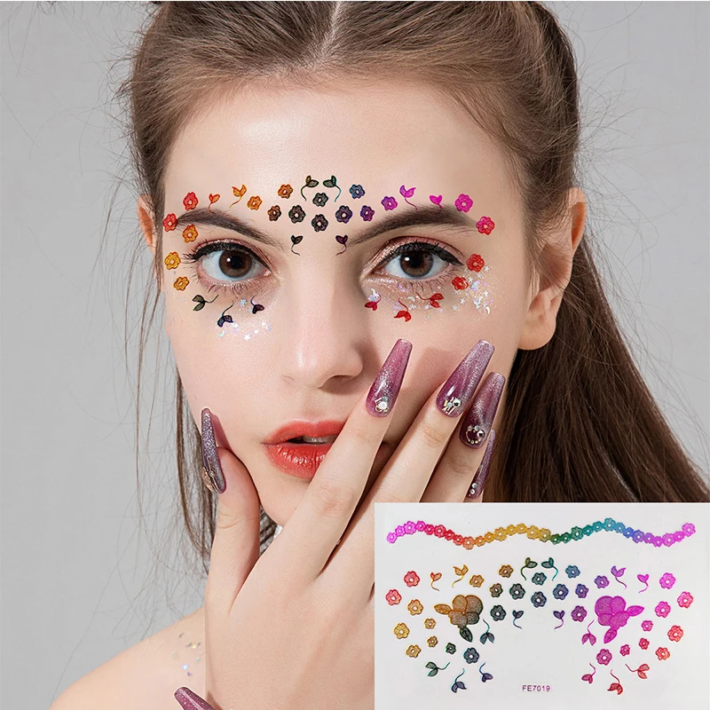 

Children Tattoo Sticker Glitter Face Decoration Flowers Butterfly Kids Face Tattoo Festival Party Decoras Makeup Fake Tattoos