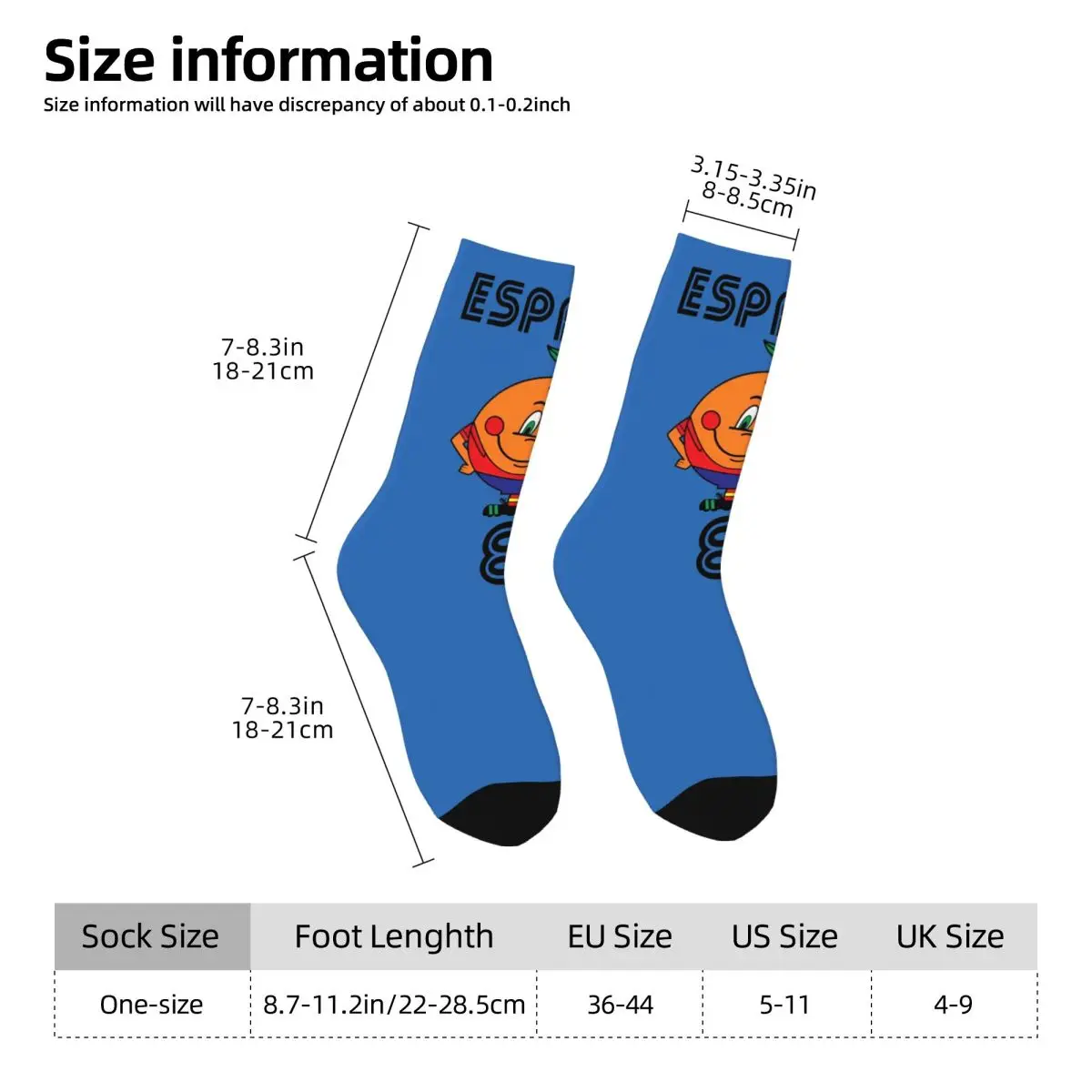 Colorful Naranjitos Basketball Socks Espana 82 Spain Mascot 1982 Soccer Football Polyester Crew Socks for Women Men