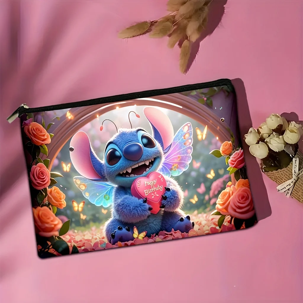 1피스 스티치 매직 페어리 하트 메이크업 백 - 요정 날개와 하트 모양 패턴, 보석 보관 가방, 완벽한 여행용 지퍼 파우치 - 재미있는 생일 선물