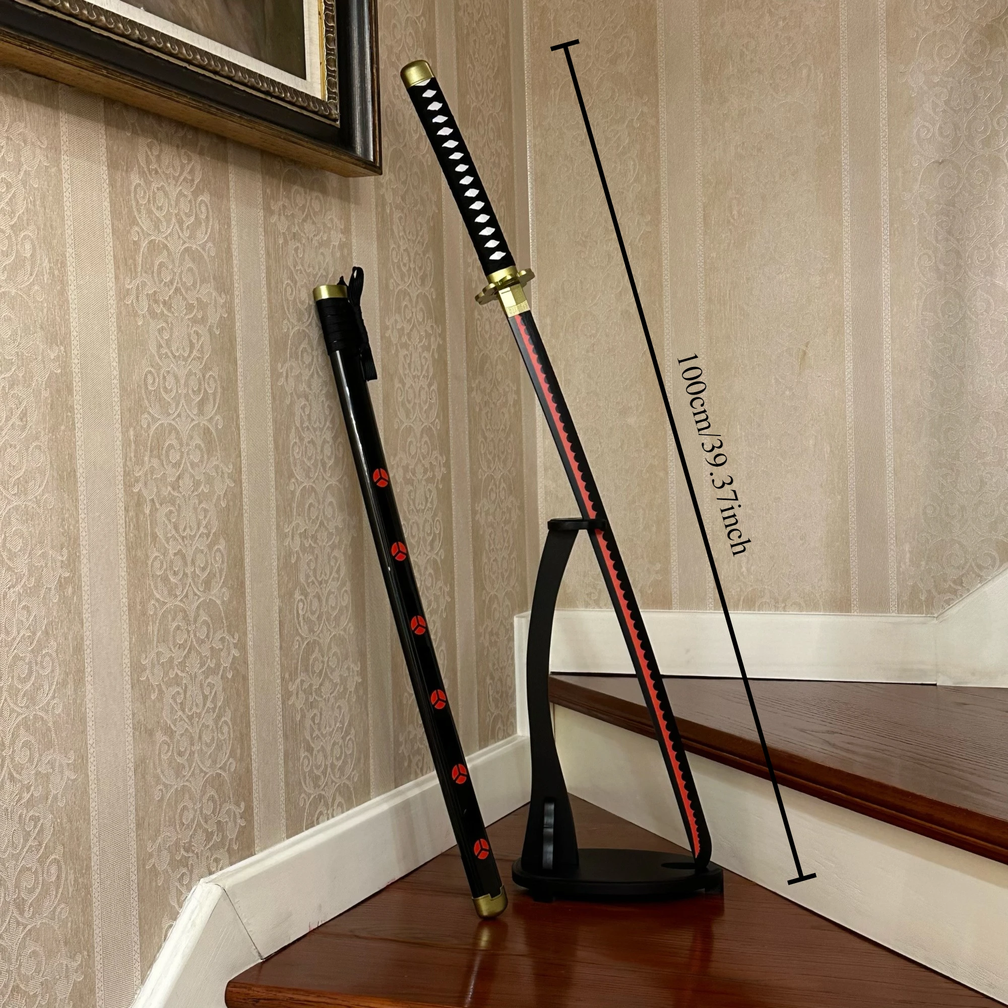 ดาบคาตานะไม้โรโรโนอา โซโล ขนาด 39.3 นิ้ว ดาบซามูไรแท้ ดาบนินจา คาตานะญี่ปุ่น ดาบซับเร ของเล่นคอสเพลย์ อุปกรณ์ประกอบฉาก