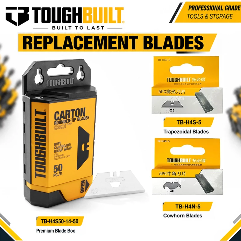 TOUGHBUILT TB-H4S30-80-R / TB-H4S-5 / TB-H4N-5 / TB-H4S50-14-50 Utility Knife Blades & Premium Blade Storage Dispenser Set