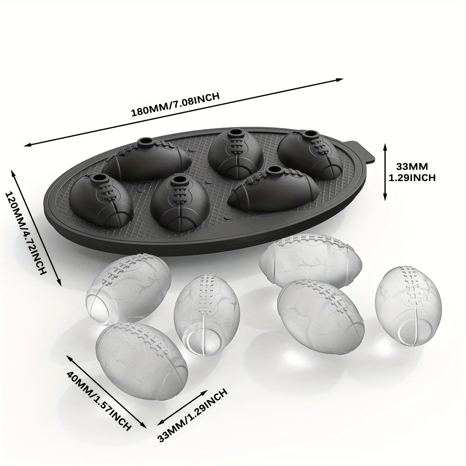 Ice Cube Mold Silicone Rugby Shaped Ice Cube Tray Multifunctional Chocolate Mold Mold for Pudding, Jelly, Candy, Whiskey