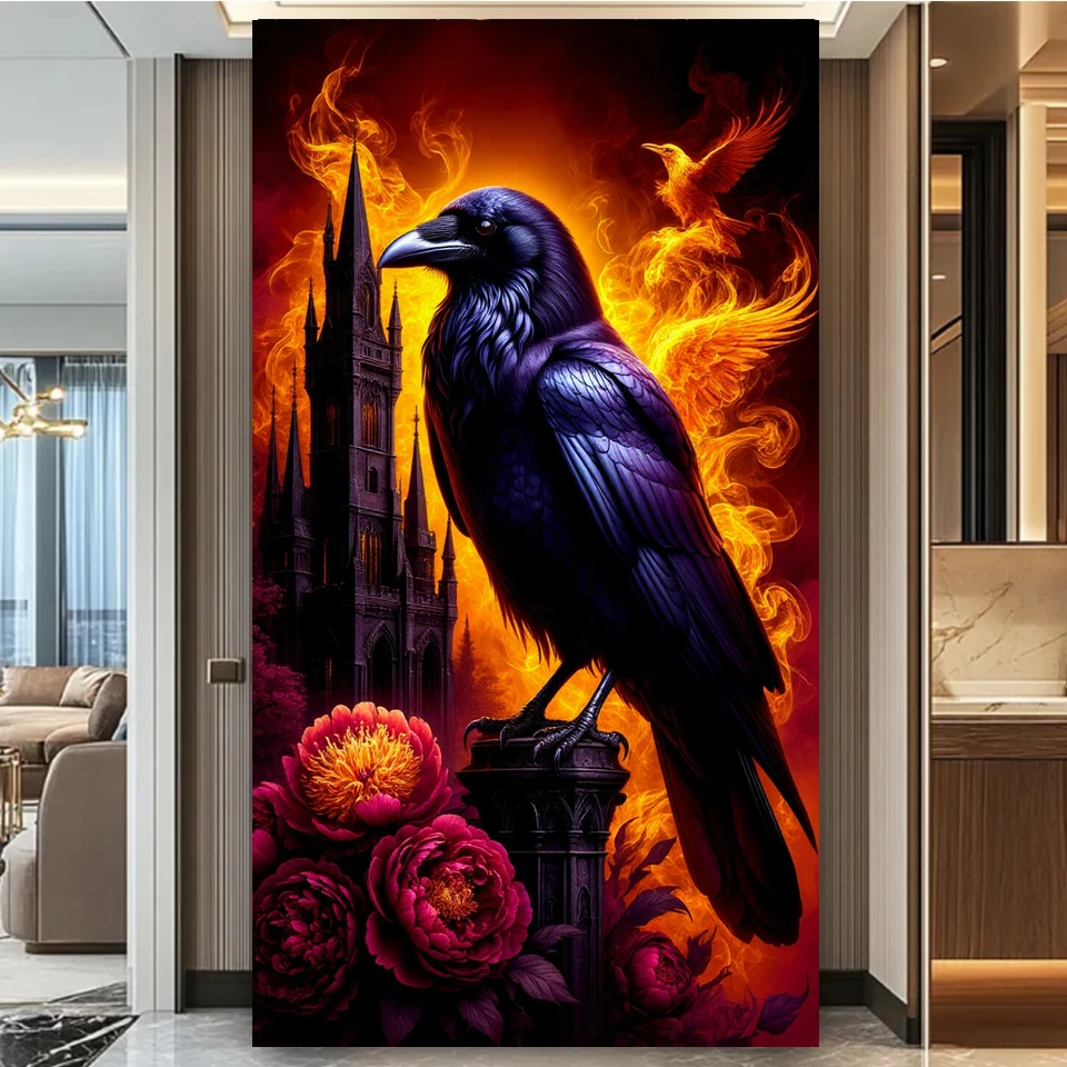 

Большой размер, Черная Ворона, Фоникс, Пион, Замок, сделай сам, алмазная живопись, искусство, новинка 2026, алмазная мозаика, наборы для вышивки крестом, домашний декор