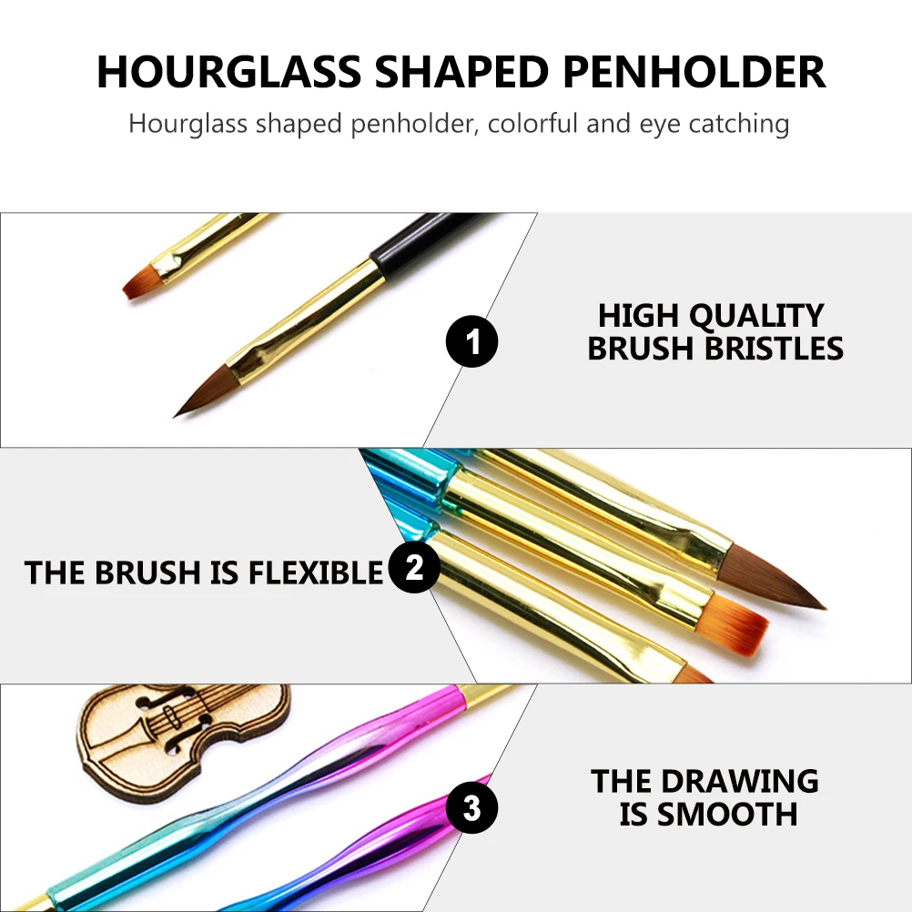 

3pcs Metal Body Nail Art Liner Pen Durable Plastic Fine Tip Manicure Drawing Brush Gel Polish Decor Diy Home Salon Use Nail