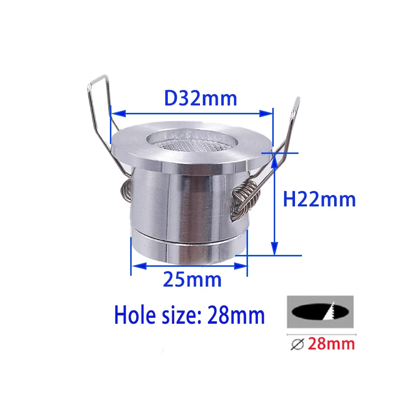 Imagem -04 - Interior Mini Led Downlight Regulável Fino Montagem Nivelada Recorte Recorte Luz de Teto Gabinete Vitrine Lâmpada Campista 12v 24v 1w 28 mm