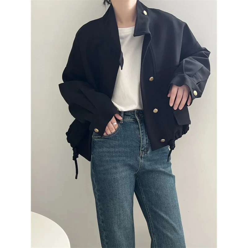CGC Autunno Inverno Breve Bomber Giacca da Donna Casual Colletto con Risvolto Capispalla 2024 di Nuovo Modo monopetto Cappotti e Giubbotti