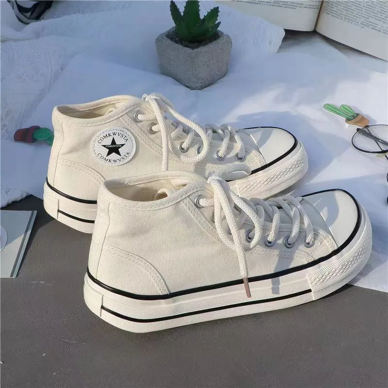 Zapatos De Mujer Tendencia Wanita Platform Sepatu Mango Kepala Wanita Kasual Kanvas Sepatu Bernapas Sepatu Skateboard Sepatu 2025