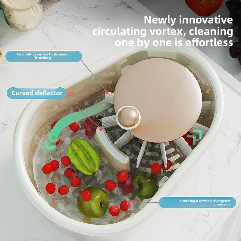 

Fruit Washer, Hand-free Fruit Basin, Kitchen Drain Basket , Household Fruit and Vegetable Washing Machine