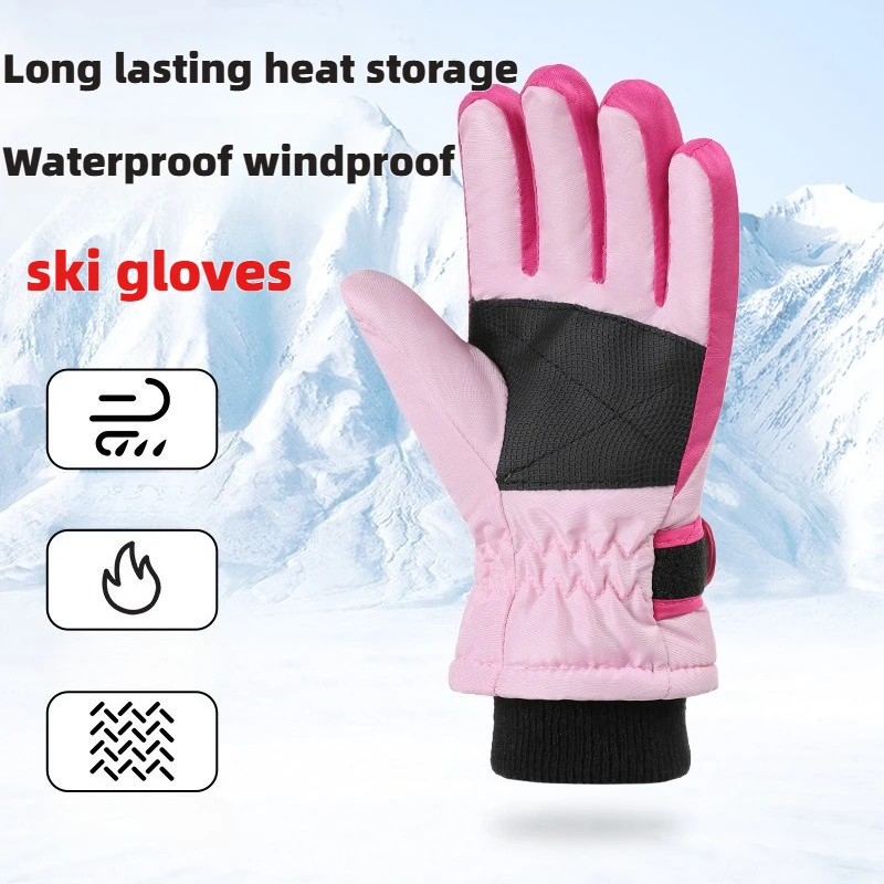 قفازات تزلج شتوية جديدة للأطفال مقاومة للرياح ومقاومة للماء للتزلج على الجليد قفازات واقية للرياضات الخارجية مناسبة