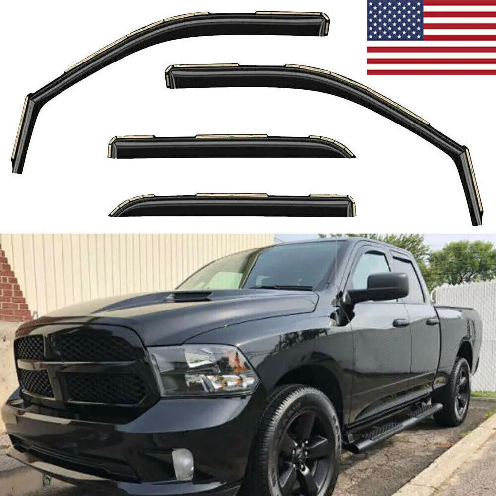 

US для 09-2018 Dodge Ram Crew Cab 1500 2500 дюймовый полноканальный оконный козырек Защита от солнца и дождя