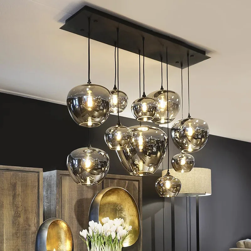 Modern Glass Ball Lamps for Living Room Pendant Chandeliers Bedroom Dining Table Kitchen Hanging Led