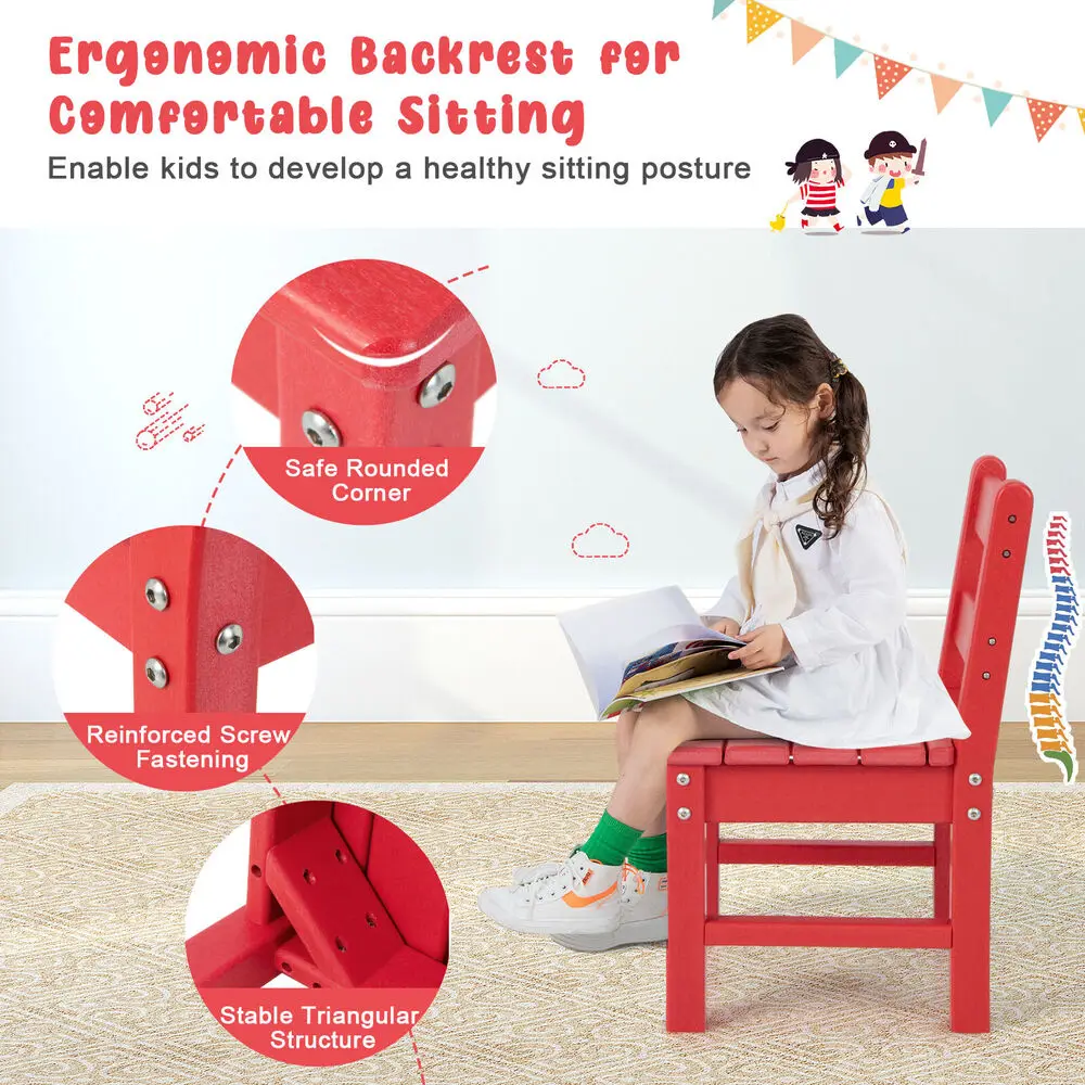 Costway 2 PCS Kids Chairs Indoor Outdoor Heavy-Duty All-Weather Children Learning Chair