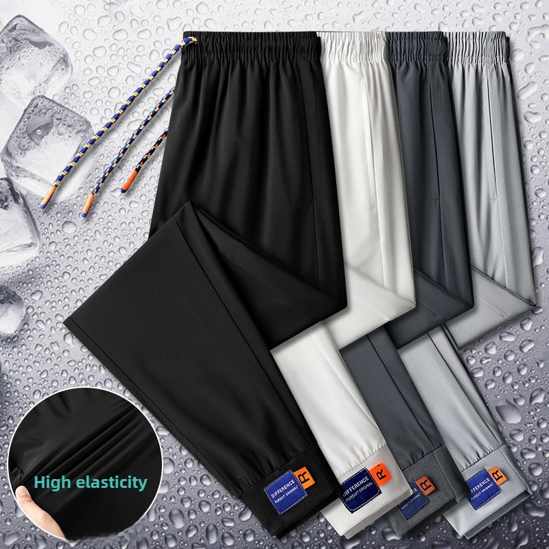 Men's Clothing Spring Summer New Casual Pants Men's Loose Fit Sweatpants Gym Ice Silk Pants ropa hombre pantalones hombre