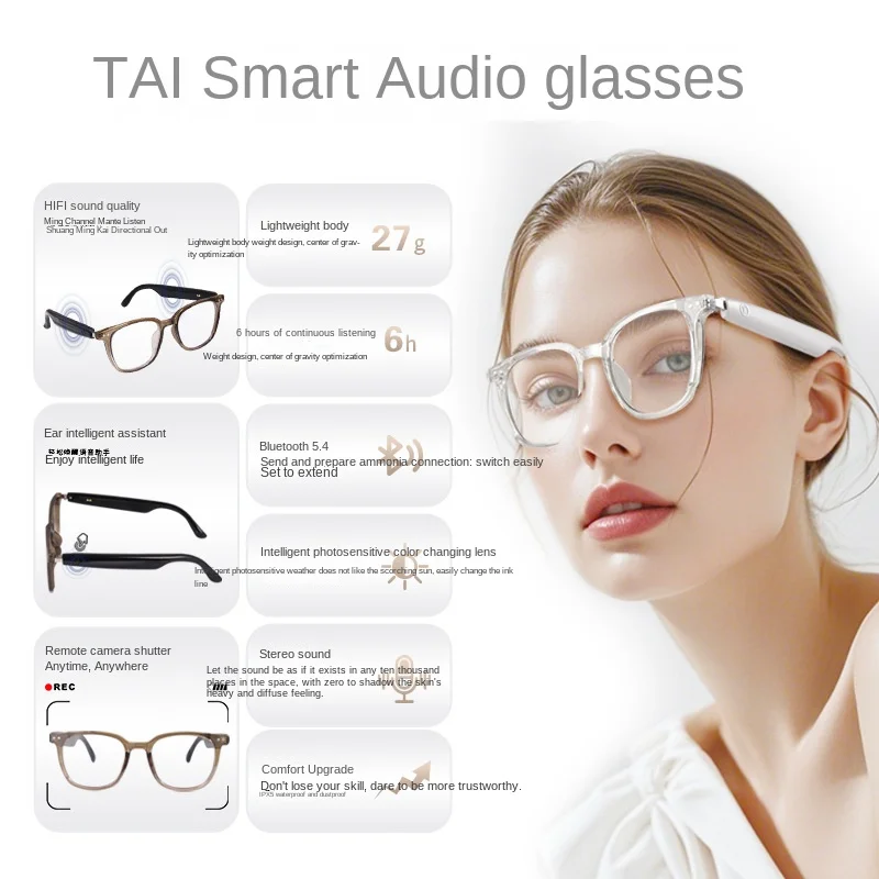 AI Translation Smart Glasses For Cycling Driving Listening To Music Calls And Photochromic Lenses For Indoor And Outdoor Use Hot image 2