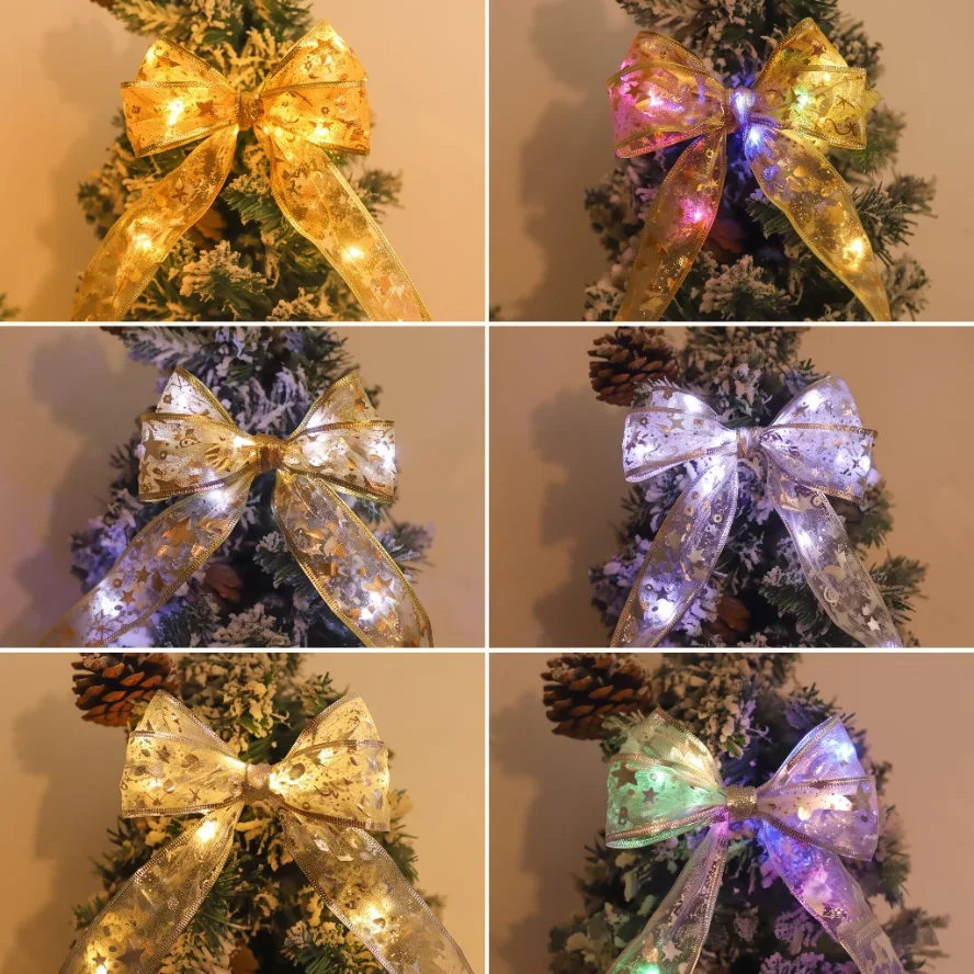 Hot Multiple Models Gold/Silver Christmas Ribbon Fairy Lamp 1~10m Festival Christmas Tree Home Party Gift Packaging Decoration