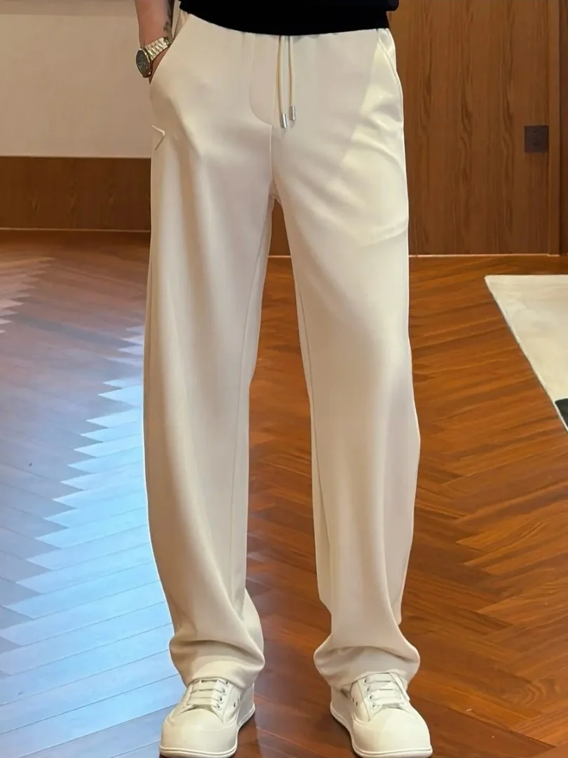 Men's Spring Summer New Casual Pants Tailored Knife Cut Drape Anti-Wrinkle Atmosphere Meat Concealing High Quality Straight L...