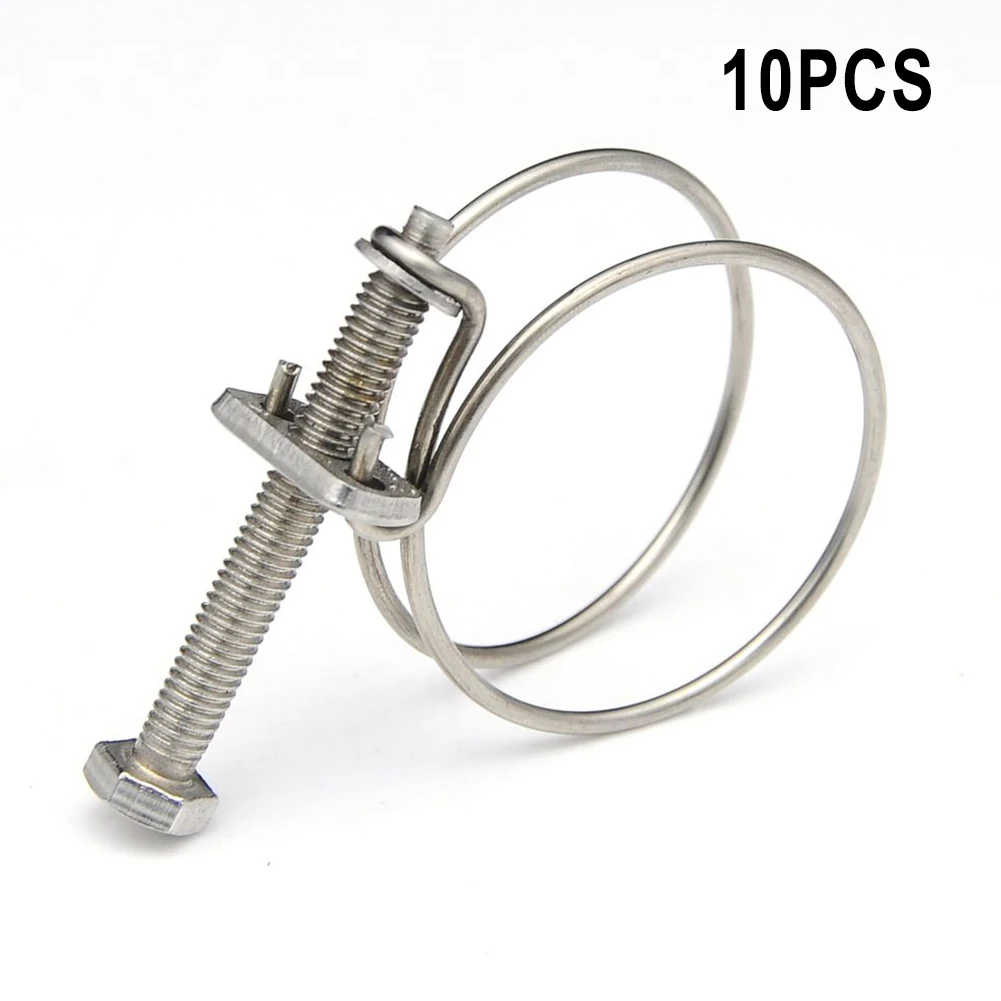 Clip Hose Clamp 10 Pcs Accessory Pump Bolt Clamp Software Hose Clamp Double Wire Pond Stainless Steel  Clip Hose