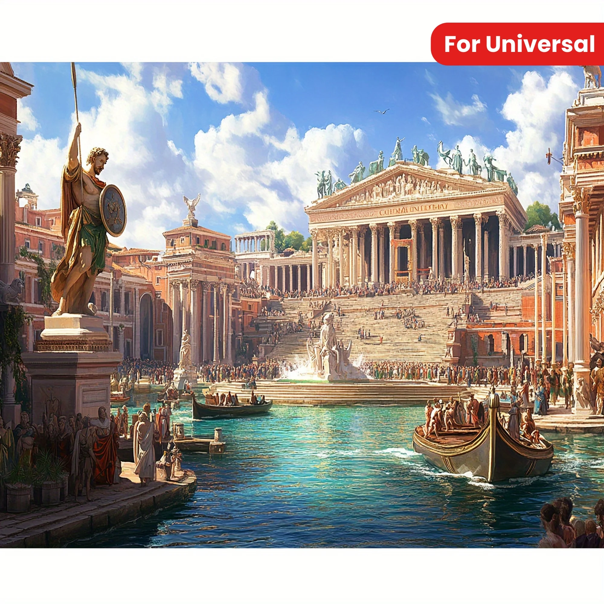 Historical Rome Scene With Columns Statues And Crowds Art Print For Home Or Educational Display
