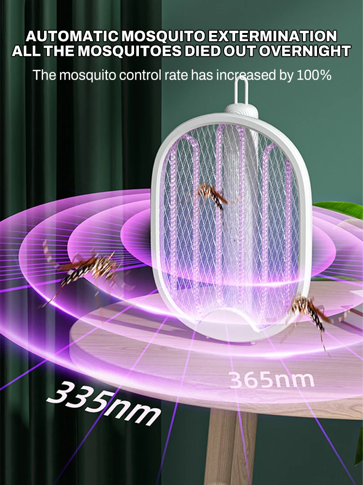 

2025 New Foldable Fly Swatter USB Rechargeable Night-time Purple Light Trap Automatic Mosquito Killer For Home Dining Room