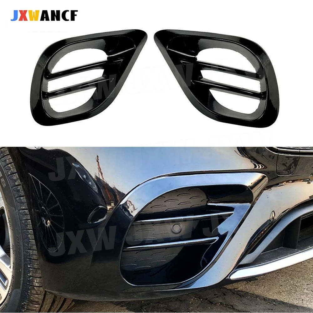

JXWANCF ABS Front Bumper Air Vent Cover Fog lamp Mesh Grill Frame For Benz E Class W213 E260 E300 E53 2021-2023 Carbon Fiber