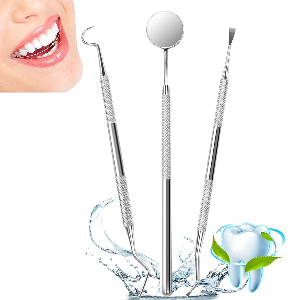 

1PCS Stainless Steel Dentist Clean Tools Dental Mirror Double Probe Tooth Cleaner Dental Tool Products Oral Care Tool