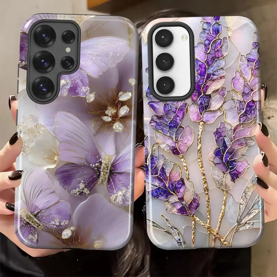 Butterfly Floral Art Phone Case for Samsung Galaxy S26 Ultra S25Ultra A36 S20 FE S23 A16 A56 A26 S24 Ultra Soft Cover Capa