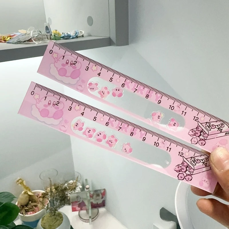 جديد Kawaii كيربي حاكم أنيمي الكرتون طالب مسطرة مستقيمة 15 سنتيمتر عالية قيمة الرسم الاكريليك هزة حاكم اللوازم المدرسية الهدايا #1