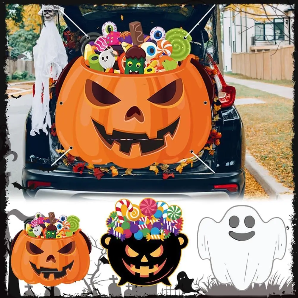 1/3PCS Halloween Pumpkin Trunk Or Treat Car Decor Cutout Sign Ghost Pattern Trunk Or Treat Car Decoration Halloween Supplies