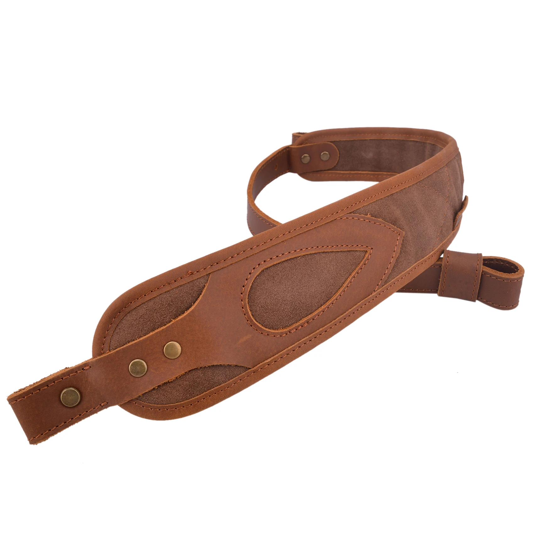 OP Padded Cow Hide Suede Leather Rifle Sling With Swivels , Hunting Cobra Style Gun Shoulder Strap Carry Belt