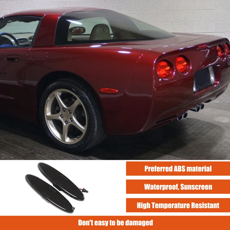 For Chevrolet Corvette C5 1997-2004 ABS black car rear side fender turn signal cover car accessories (replacement parts)