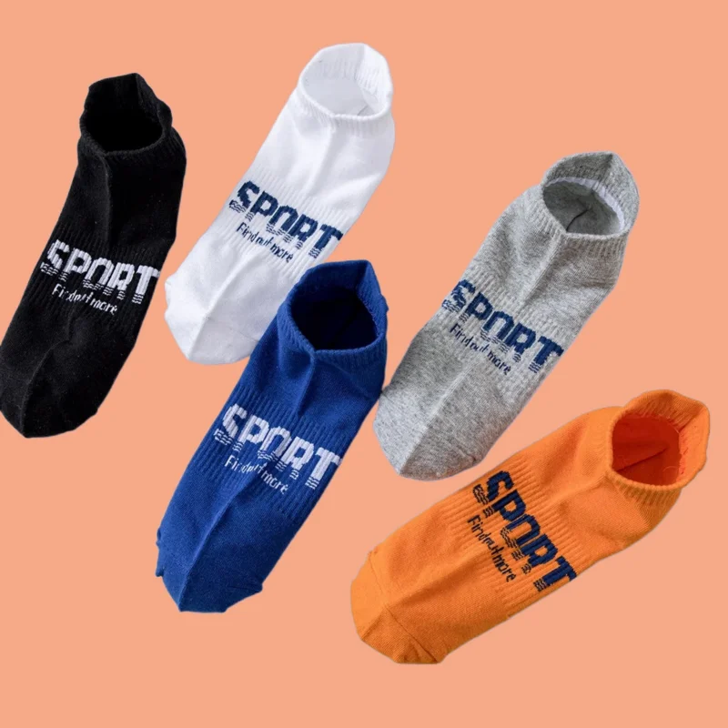 

5 Pairs Sweat-Absorbent And Odor-Resistant Running Sports Socks Low-Cut Shallow-Mouthed New Cotton Men's Summer Socks Thin Socks