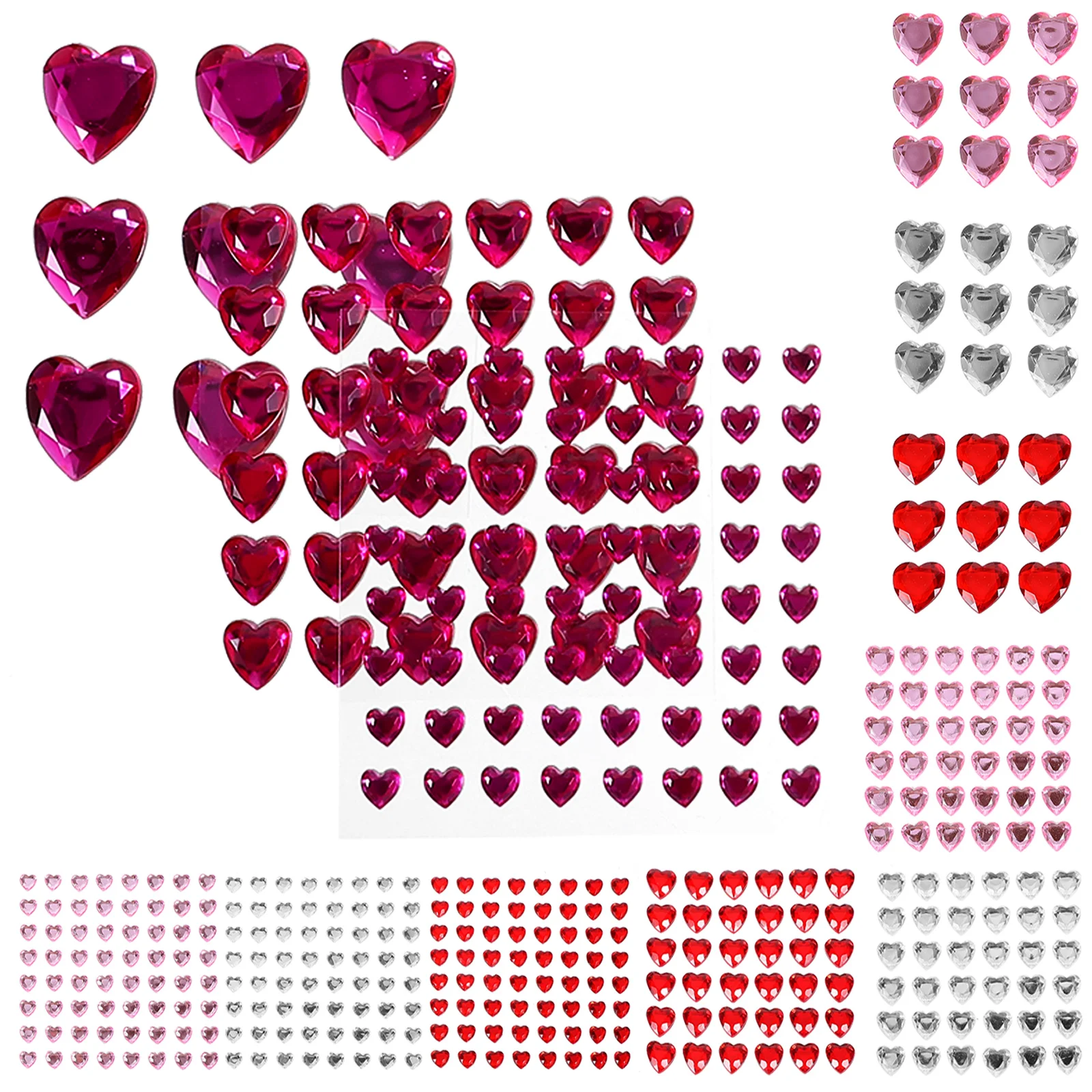 

436 Pieces Heart Shaped Rhinestone Stickers 12 Sheets Acrylic Gems DIY Crafts Greeting Cards Phone Cases Nails Decorations Self