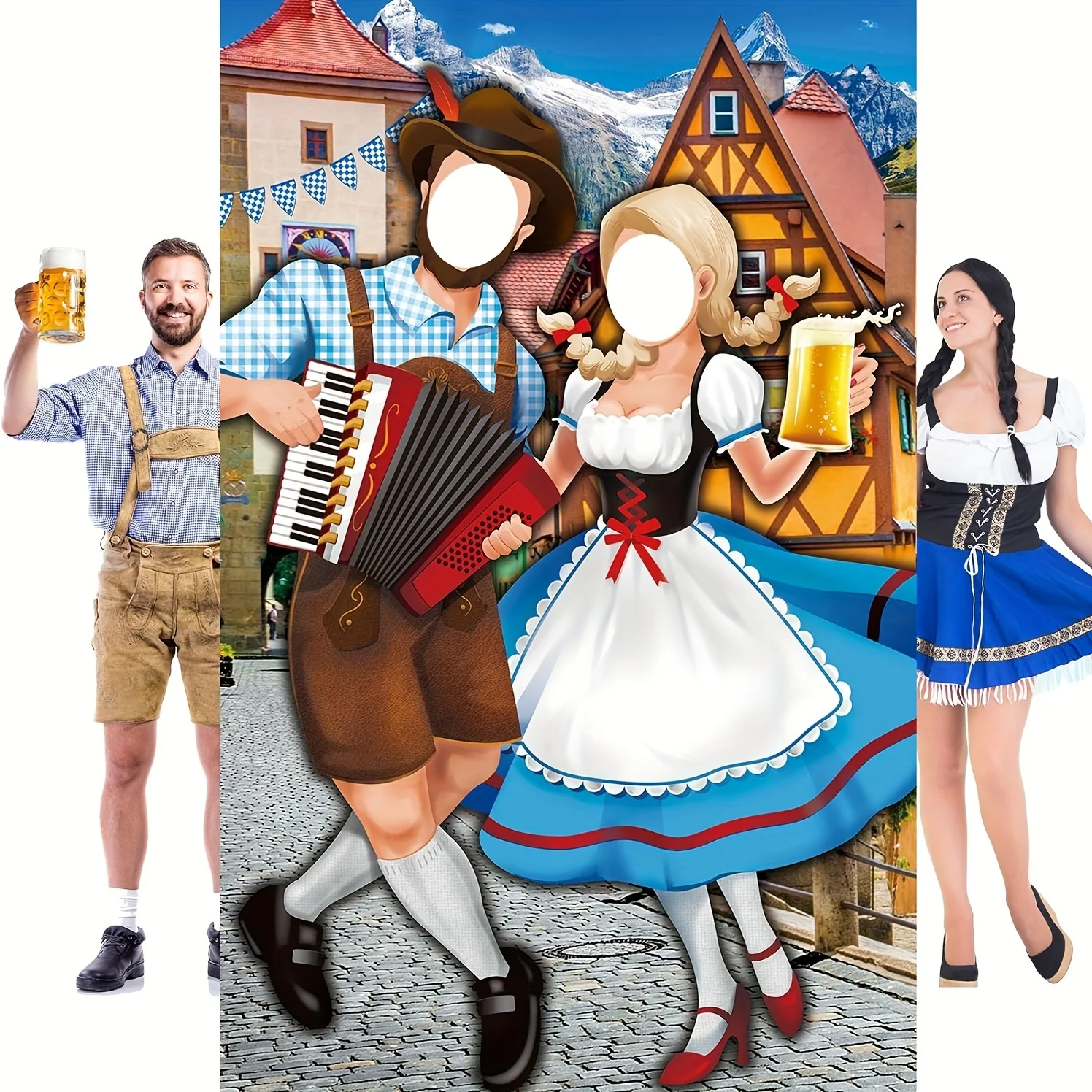Fototürflagge für Oktoberfest-Paare, bayerischer Hintergrund, Party-Dekoration zum Thema, Party-Hintergrunddekoration