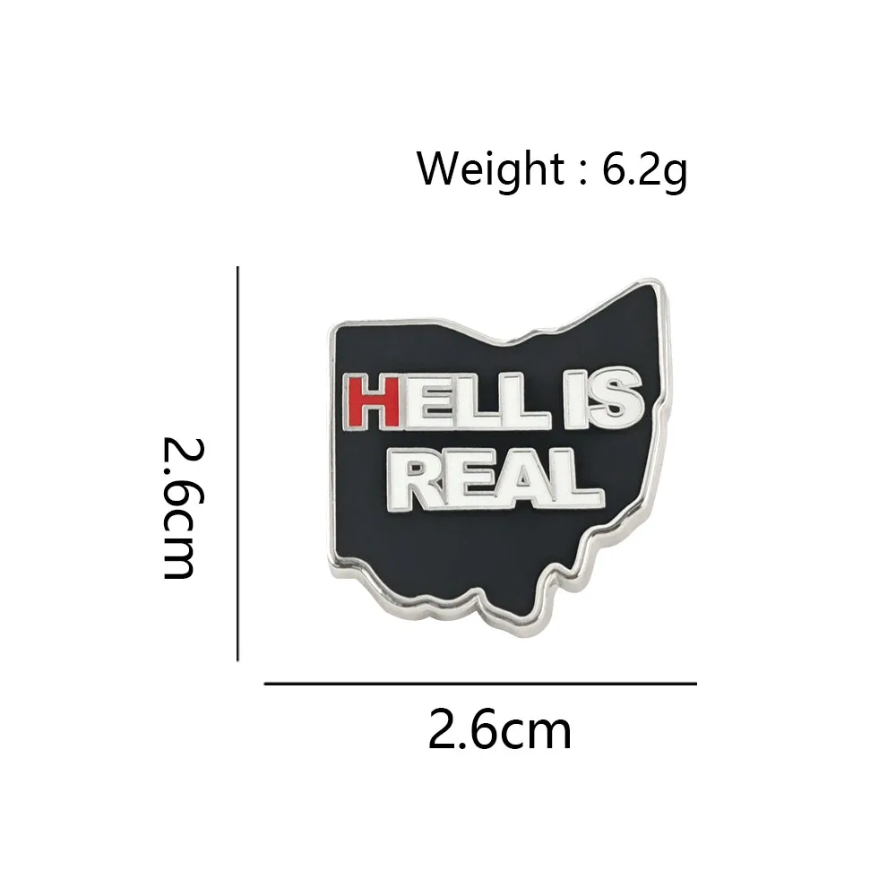 Funny Ohio State Map Enamel Pin Hell Is Real Brooch Retro Cartoon Lettering Lapel Badge Us Travel Souvenir Jewelry Gift For Frie
