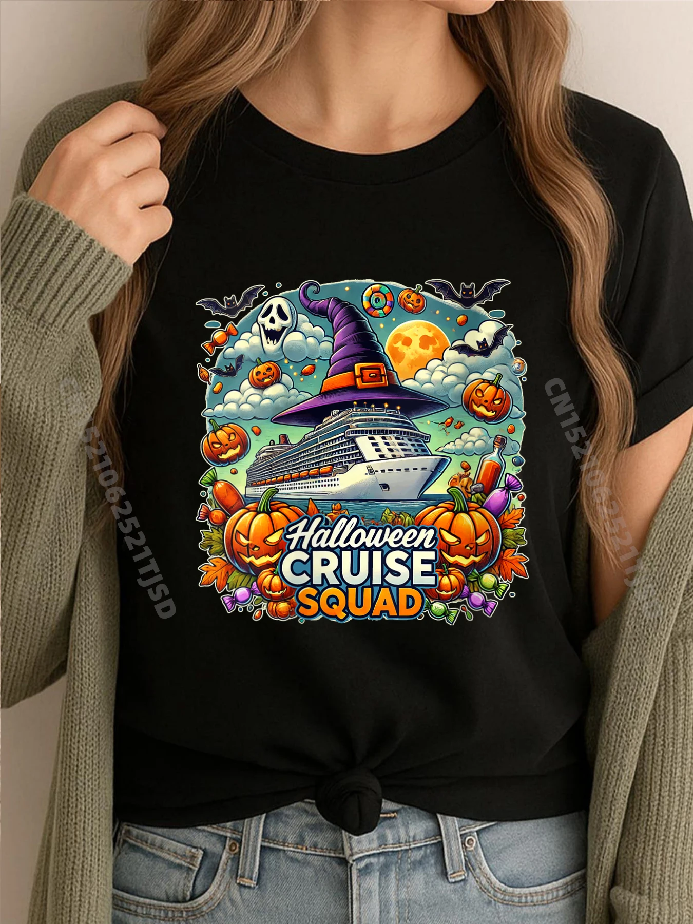 

Женская круизная команда на Хэллоуин Happy Spooky Pumpkin, семейная брендовая одежда Camiseta
