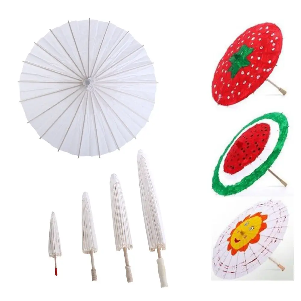 1Pcs White Paper Umbrella Handmade DIY Blank Oil Paper Umbrella for Kids Painting Drawing Toys Photography Prop Party Favor