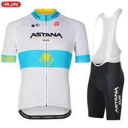 ASTANA Raudax Short Sleeve Cycling Jersey TdF 2024 Cycling Set Racing Bicycle Clothing Suit Breathable Mountain Bike Clothes