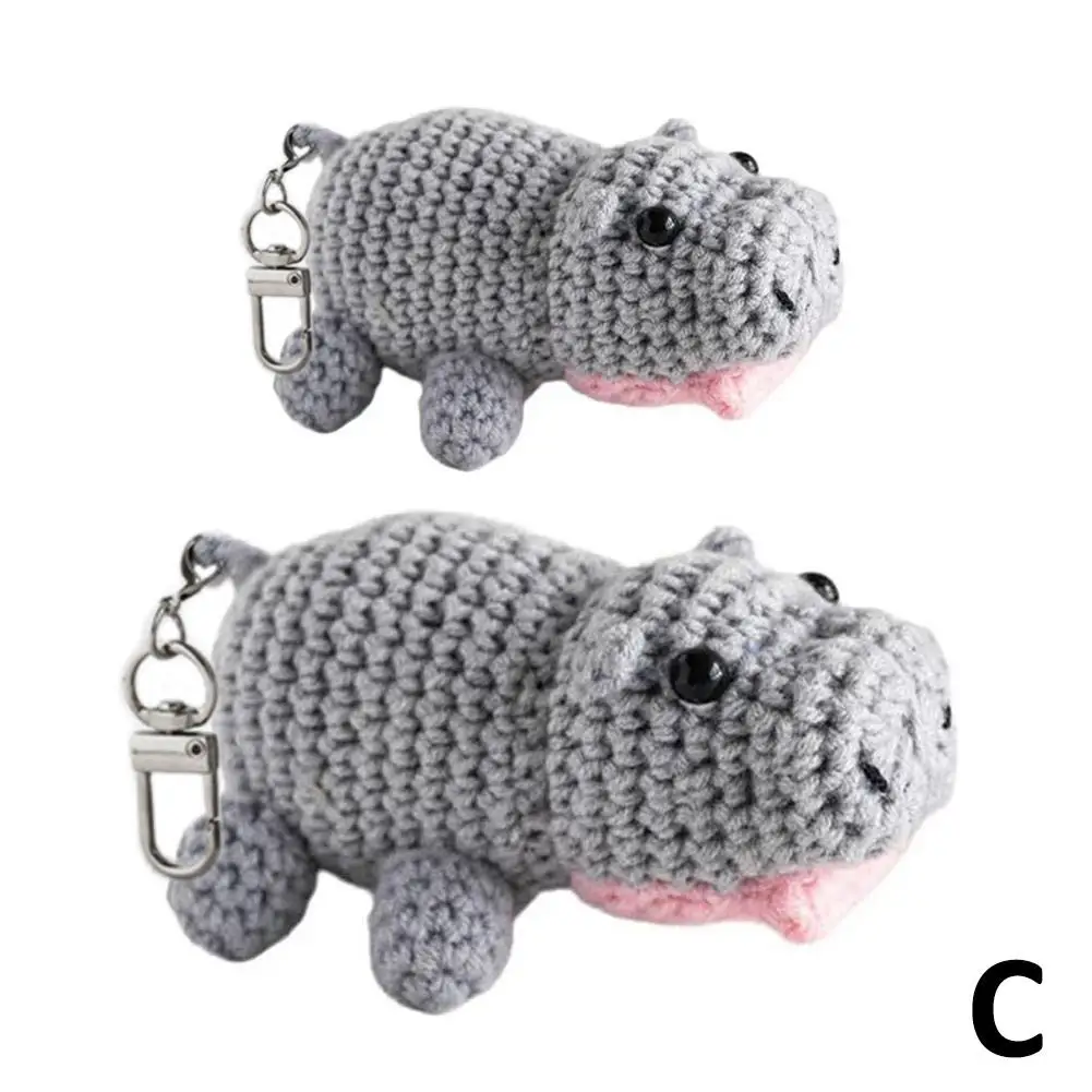 Super Cute Hippopotamus Bouncing Pig Weaving Doll Portable Accessories DIY Creative Woolen Gift Knitted Pendant Hippopotamu M5Q7