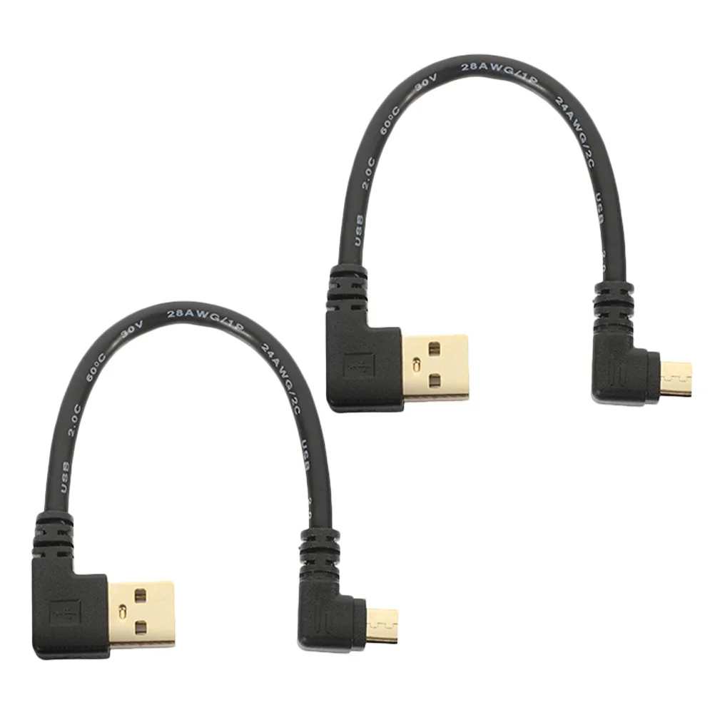 

2Pcs Compact Right Angle Micro USB Cable 90 Degree Ideal for Cars Desks Tight Spaces Fast Charging Data Connection