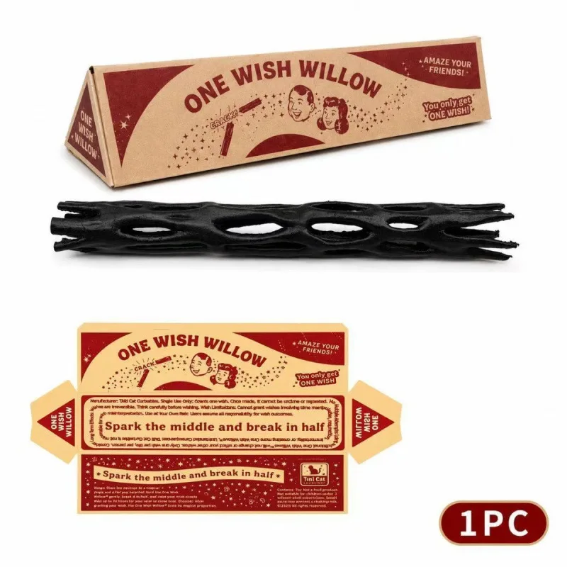 Hot 3D Printed One Wish Willow Stick with Box Black Willow Wood Wishing Stick Multi-Purpose Snap Stick Party Gift for Friends