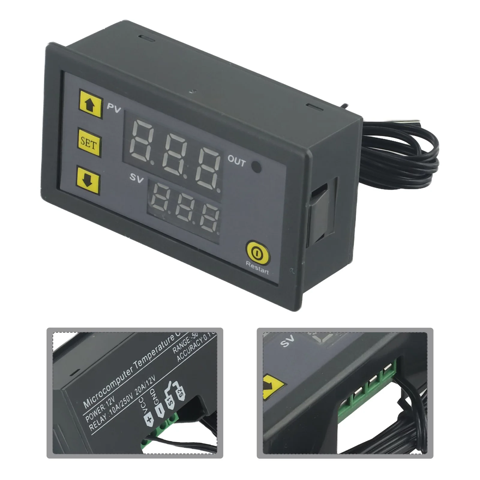 Efficient Digital Temperature Controller Thermostat Meter with Temp Sensor Regulator Switch Cooling/Heating Mode