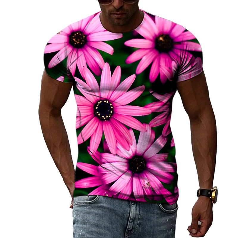 Summer Original Plant Flower Pattern Men T-shirt New Fashion Personality Casual Print graphic t shirts Trendly Unisex O-neck Tee