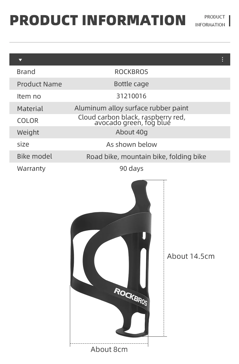 ROCKBROS Fahrrad-Flaschenhalter, ultraleicht, Fahrrad-Flaschenhalter, unterstützt leicht, einfache Installation, Rennrad-Zubehör – Detail 2