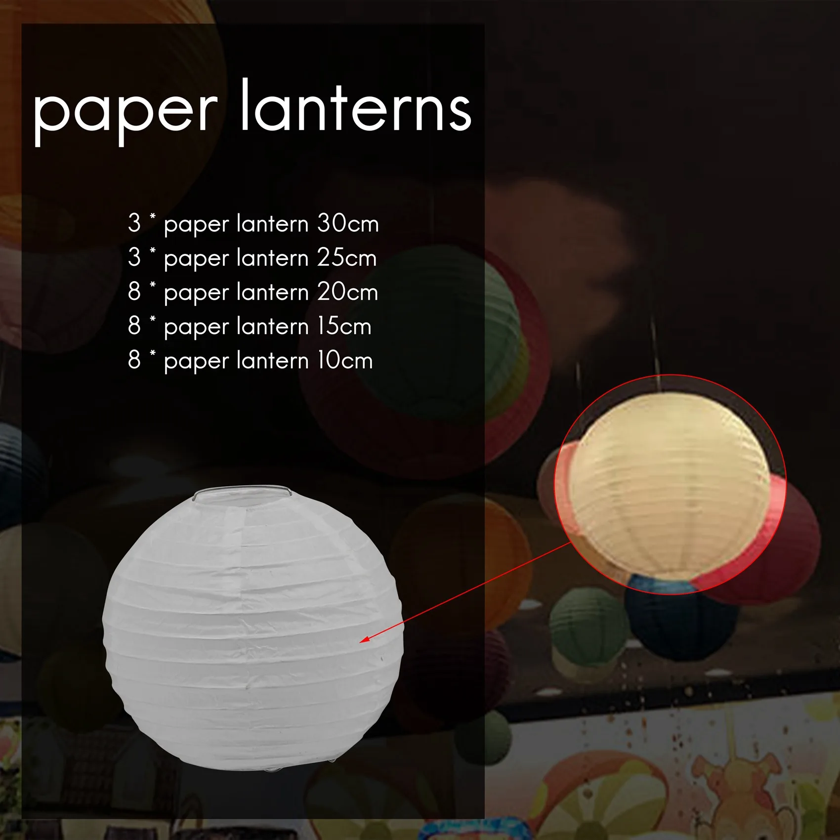 30 Pcs 4 inch-12 inch White Paper Lantern Chinese Lanterne Papier Lampion Wedding Halloween Christmas Event Hanging Decor Favor