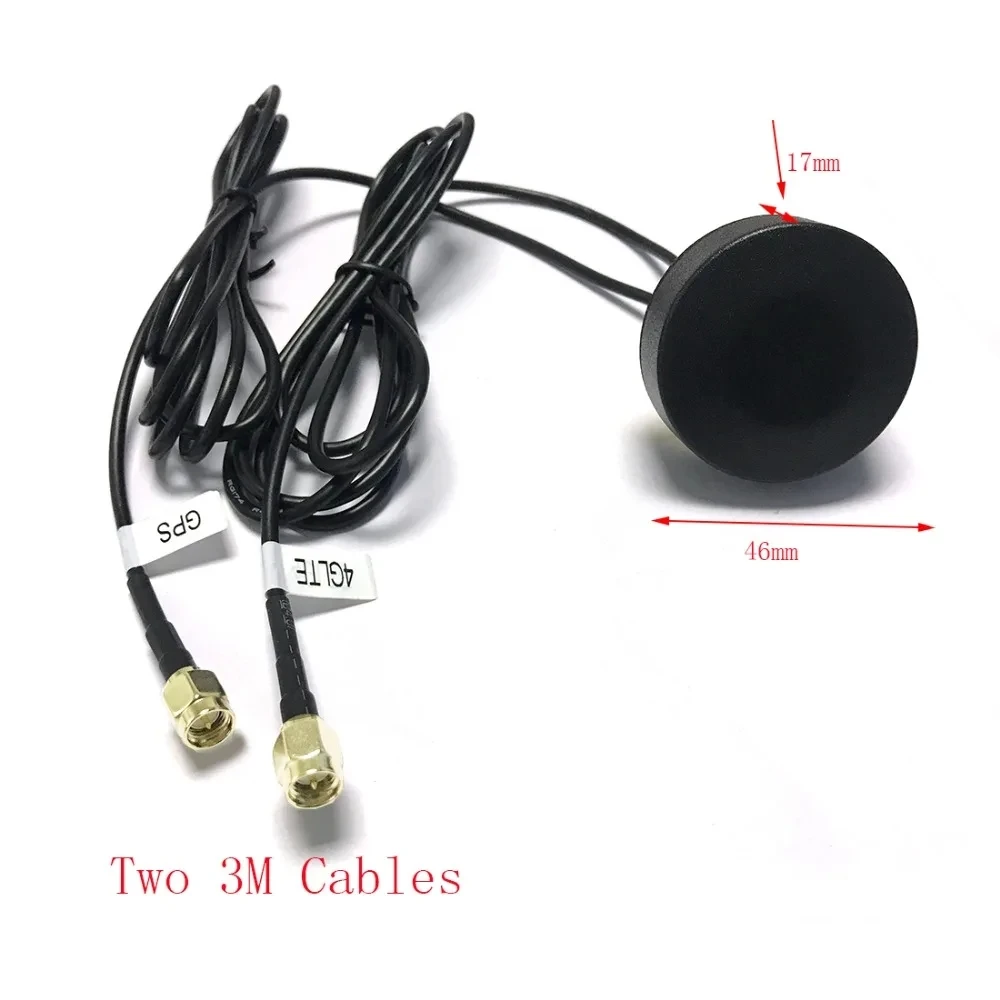 1PC GPS+4G Combined Antenna Aerial Small Round Type With Nut Extension Cable SMA Male Connector NEW Wholesale