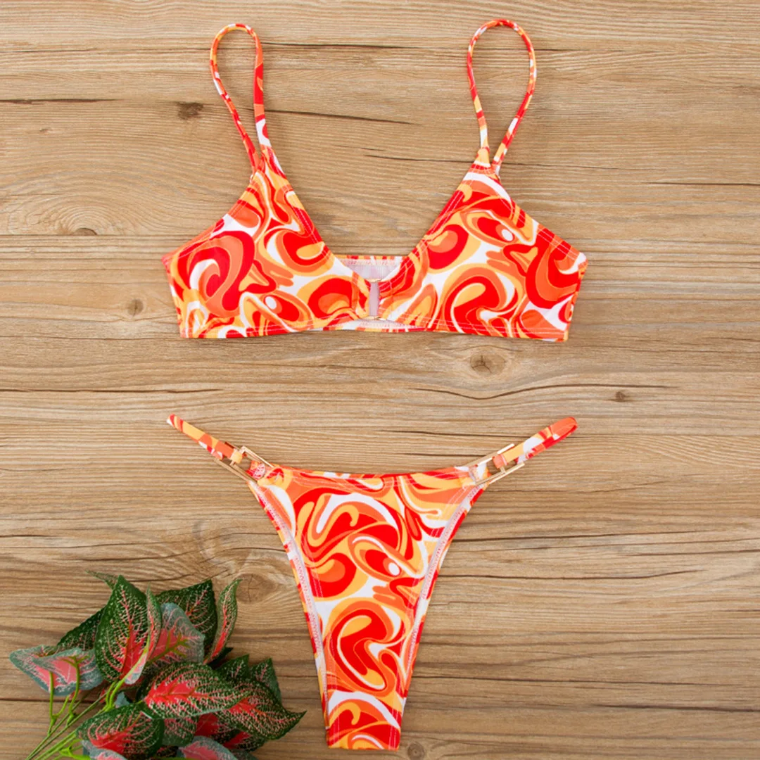 Sexy, gerippter, hoch geschnittener Bikini, Damen-Badeanzug, zweiteiliger Bikini mit Polsterung, Badebekleidung, Badeanzug, Damen-Bikini V7111 – Detail 38