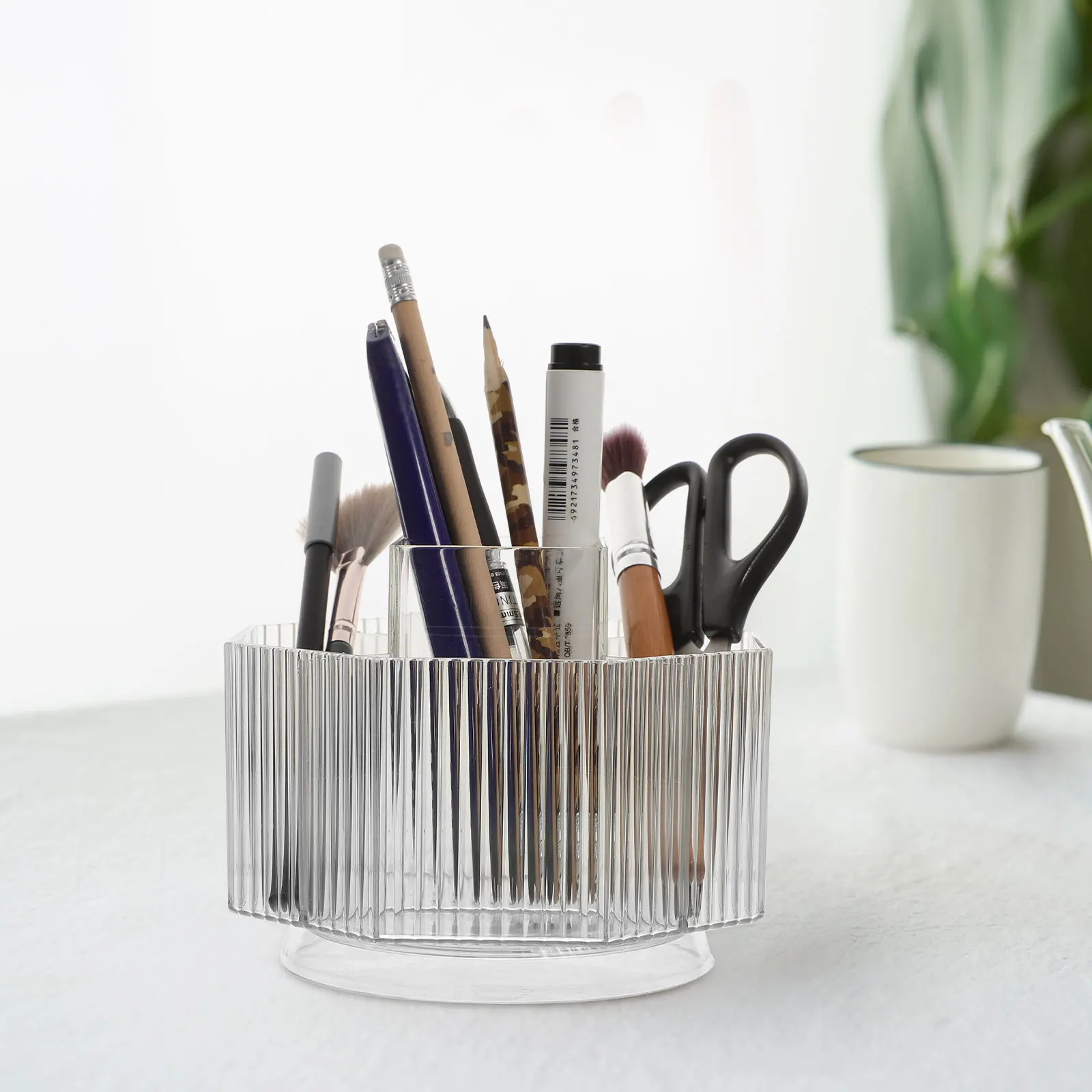 

Rotary Pen Holder Desk Pencil Organizer Abs Storage Container Marker Paint Brush Stationery Desk Accessories Lightweight Smooth